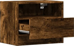 vidaXL Κομοδίνο Επιτοίχιο με Φώτα LED Καπνιστή Δρυς