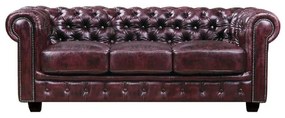 CHESTERFIELD Birmingham Καναπές 3Θέσιος Σαλονιού Καθιστικού, Δέρμα Antique Red