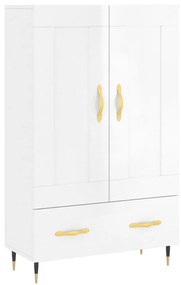 vidaXL Ντουλάπα Γυαλ. Λευκό 69,5 x 31 x 115 εκ. από Επεξεργασμένο Ξύλο