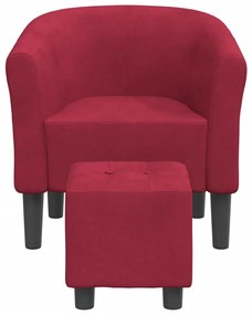 vidaXL Πολυθρόνα Μπάρελ Μπορντό Βελούδινη με Υποπόδιο