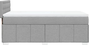 vidaXL Κρεβάτι Boxspring με Στρώμα Ανοιχτό Γκρι 90x190 εκ. Υφασμάτινο