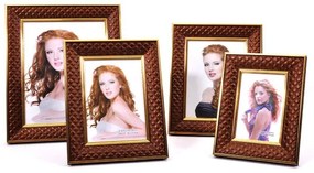 Κορνίζα FL323 Fylliana Πλαστική Ρόμβος Καφέ - Χρυσό 20x25εκ. 3αδα