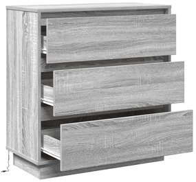 vidaXL Κομοδίνο με LED Γκρι Σονομα 71x34,5x75 εκ. Συνθετικό Ξύλο