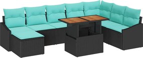vidaXL Σετ Καναπέ Κήπου 9 pcs Μαύρο και Τυρκουάζ