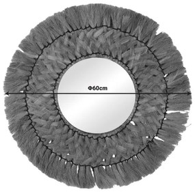 Καθρέπτης Ailan Inart ψάθα σε φυσική απόχρωση Φ60x8εκ 60x60x8 εκ.