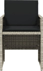 vidaXL Σετ Τραπεζαρίας Κήπου 5 τεμ. Αν. Γκρι Συνθ. Ρατάν με Μαξιλάρια