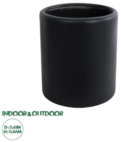 20698 GloboStar® Artificial Garden PUEBLA 20698 Διακοσμητικό Πολυεστερικό Τσιμεντένιο Κασπώ Γλάστρα - Flower Pot Μαύρο Φ41 x Υ46cm
