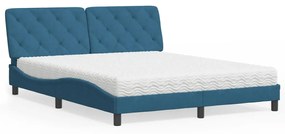 vidaXL Κρεβάτι με Στρώμα Μπλε 160 x 200 εκ. Βελούδινος