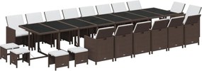 vidaXL Σετ Τραπεζαρίας Κήπου 21 τεμ.Καφέ Συνθ. Ρατάν με Μαξιλάρια