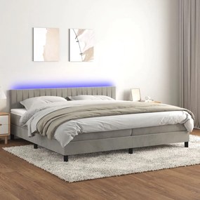 ΚΡΕΒΑΤΙ BOXSPRING ΜΕ ΣΤΡΩΜΑ &amp; LED ΑΝ.ΓΚΡΙ 200X200 ΕΚ. ΒΕΛΟΥΔΙΝΟ 3134543