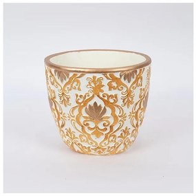 Κασπώ Τσιμεντένιο Κρεμ-Χρυσό 20.5x20.5x18cm 752-18050 Estheti-752-18050-Μπεζ 752-18050