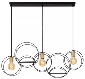 Φωτιστικό Κρεμαστό Lucide 21425-03-30 CIRCLE Μαύρο Ματ (Black Mat)|Χρυσό Χρώμα (Gold Coloured)