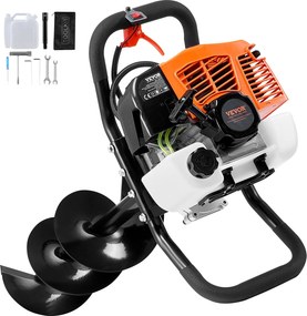 VEVOR Gas Post Hole Digger 63CC 2400W με τρυπάνια 20,3 cm &amp; 1 ράβδο επέκτασης