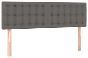 Κεφαλάρι Κρεβατιού LED Γκρι 144x5x78/88 εκ. από Συνθετικό Δέρμα - Γκρι