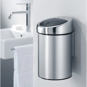 Κάδος Brabantia Touch Bin 647210, 3 L, Ομαλό και αθόρυβο άνοιγμα, Επιτοίχια τοποθέτηση, Λαμπερό ανοξείδωτο ατσάλι