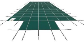 VEVOR Pool Safety Cover Fits 20x40ft Rectangle Inground Pools, Safety Pool Cover with 4x10ft Center End Step, Mesh Solid Pool Cover with Drainage Holes for Swimming Pool, Winter Safety Cover, Green
