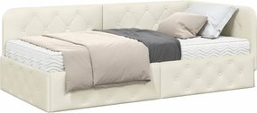 vidaXL Κρεβάτι Γωνίας Κρεμ 100 x 200 cm Βελούδο