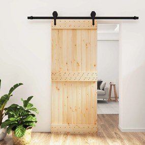 vidaXL Συρόμενη Πόρτα Φυσικό και Μαύρο 85 x 210 cm