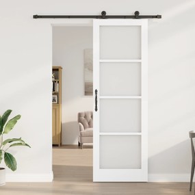vidaXL Συρόμενη Πόρτα με Σετ Υλικών 'ORKDAL' Λευκή Σταθερή Ξύλινη & Γυάλινη