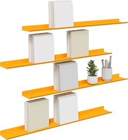 vidaXL Πλωτό ράφι 4 pcs Χαμομηλί κίτρινο 80 x 9 x 2,5 εκ. Ατσάλι