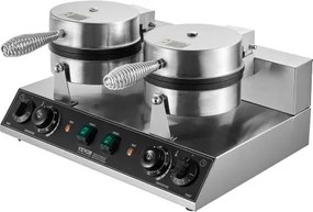 VEVOR Commercial Waffle Maker Dual-Head Round Waffle Iron 2460W Non-Stick