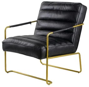 Artekko Armchair Πολυθρόνα με Τεχνόδερμα Μαύρο/Χρυσό (76x76x63)cm