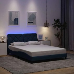 Πλαίσιο κρεβατιού με LED χωρίς στρώμα Μπλε 140x190 cm Ύφασμα - Μπλε