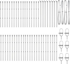 vidaXL Ενσωματωμένος Πόλος Φράχτη 52 pcs Ασημί