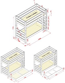 Κουκέτα Jan από μασίφ ξύλο White  90×200cm