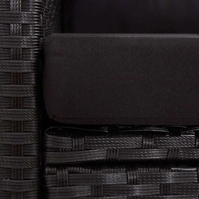 vidaXL Καναπές Κήπου Διθέσιος Μαύρος 124 εκ. Συνθ. Ρατάν με Μαξιλάρια