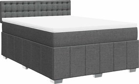 vidaXL Κρεβάτι Boxspring με Στρώμα Σκούρο Γκρι 140x190 εκ. Υφασμάτινο