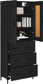 vidaXL Highboard με συρτάρι 2 pcs Μαύρη Οξυά Επεξεργασμένο ξύλο