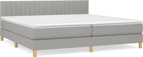 vidaXL Κρεβάτι Boxspring με Στρώμα Ανοιχτό Γκρι 200x200 εκ. Υφασμάτινο