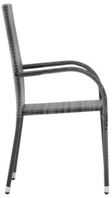 vidaXL Σετ Τραπεζαρίας Κήπου 7 Τεμαχίων Γκρι / Μαύρο