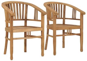 Καρέκλες Κήπου 2 τεμ. από Μασίφ Ξύλο Teak - Καφέ