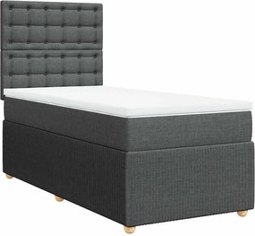vidaXL Κρεβάτι Boxspring με Στρώμα Σκούρο Γκρι 100x200 εκ. Υφασμάτινο