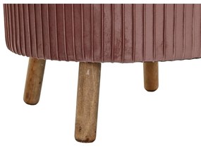Υποπόδια DKD Home Decor Φυσικό Ξύλο Βελούδο Ανοιχτό Ροζ (61 x 61 x 38 cm)