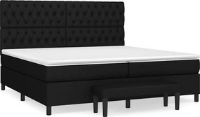 vidaXL Κρεβάτι Boxspring με Στρώμα Μαύρο 200x200 εκ. Υφασμάτινο