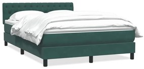 Κρεβάτι Boxspring με Στρώμα Σκούρο Πράσινο 140x210εκ. Βελούδινο - Πράσινο