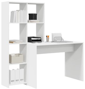 vidaXL Γραφείο με ράφι Λευκό 138.5 x 55 x 143 εκ Επεξεργασμένο ξύλο