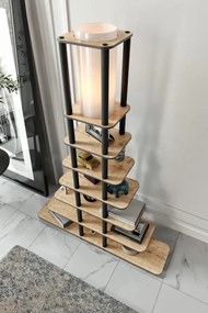 Stewehome Φωτιστικό δαπέδου με ράφι από δρυς Καφέ