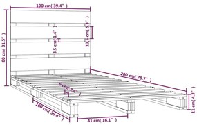 Σκελετός Κρεβατιού Χωρίς Στρώμα Λευκό 100x200 εκ. Μασίφ Πεύκο - Λευκό