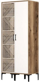 Ντουλάπα Δίφυλλη Kumsal 845HCT5425 80x47,5x201,4cm Walnut-White Δίφυλλη