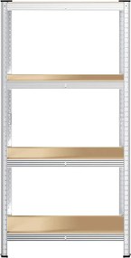 vidaXL Ραφιέρα Γωνιακή 4Επιπέδων Ασημί από Ατσάλι &amp; Επεξεργασμένο Ξύλο