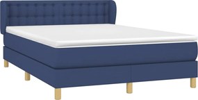 vidaXL Κρεβάτι Boxspring με Στρώμα Μπλε 140x190 εκ. Υφασμάτινο