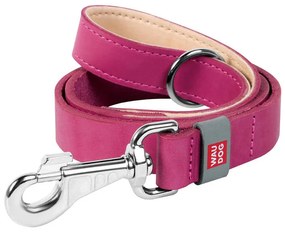 Natural leather dog leash WAUDOG W. 20mm, lgth. 122cm pink