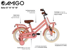 Bella 12 Inch 21 cm Girls Coaster Brake Salmon