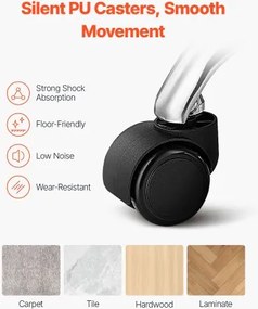 VEVOR Round Rolling Stool Swivel Work Stool with Wheels Height Adjustable White