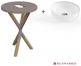 Scarabeo Cross 2501F0-9852 Sand (Μπεζ Ματ) Πάγκος Με Νιπτήρα Glam Λευκό Ø39εκ.
