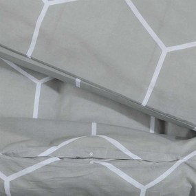 vidaXL Σετ Παπλωματοθήκης Γκρι και Λευκό 140x200 εκ. Βαμβακερό